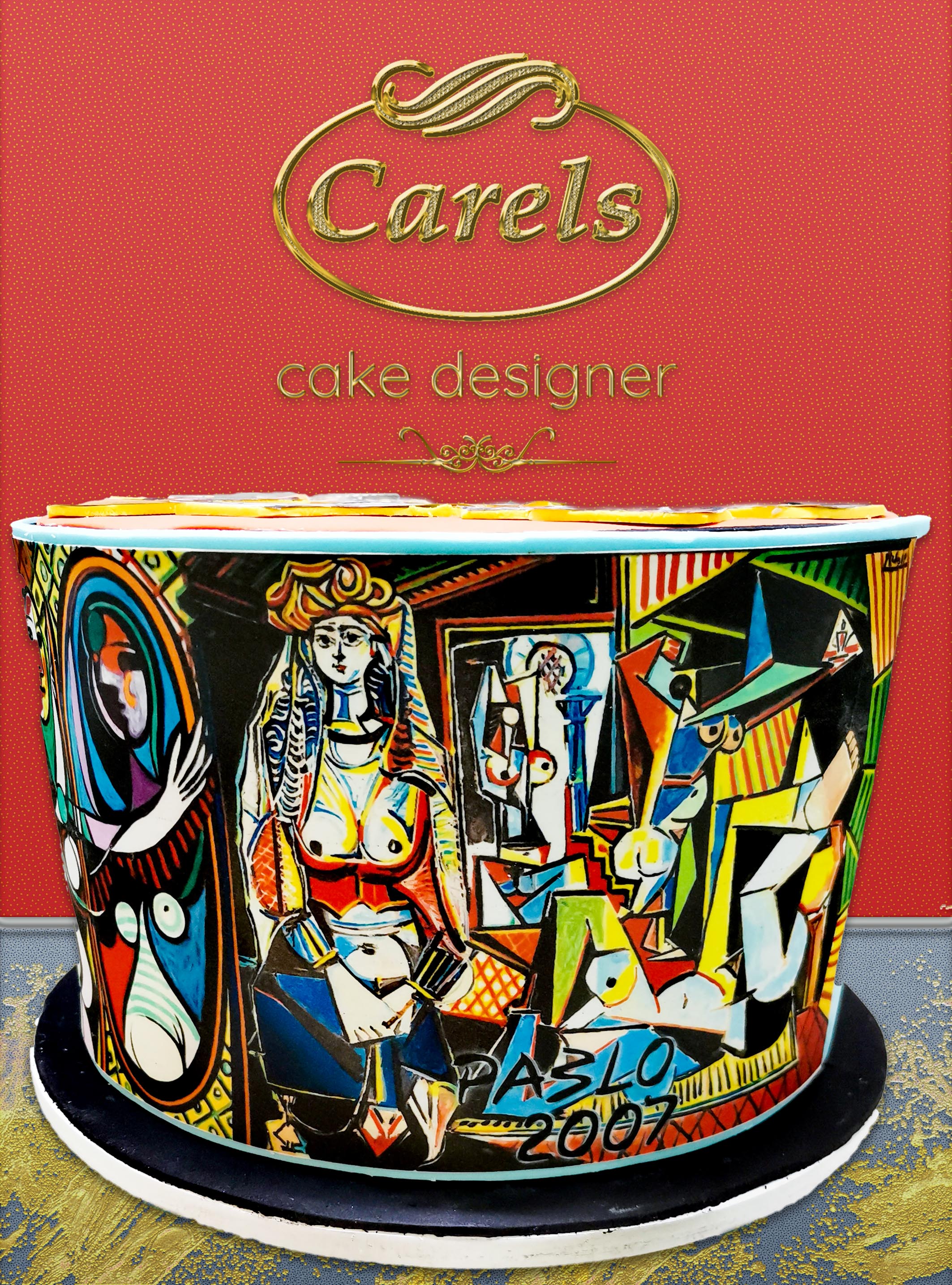 Pastel picasso,
Pastel con pinturas de Picasso,
Pastel aniversario,
Pastel eventos,
Pastel cumpleaños,
Carels